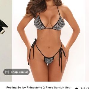 Feeling So Icy  Rhinestone 2Piece Sunsuit Set